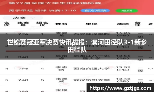 世锦赛冠亚军决赛快讯战报：漯河田径队3-1新乡田径队